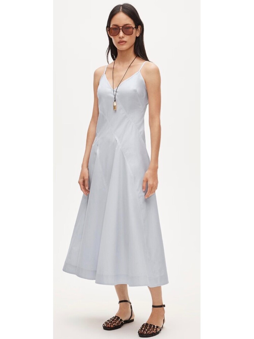 J.CREW light gray 100% cotton poplin unlined diagonal-seam sun dress size 10 NWT